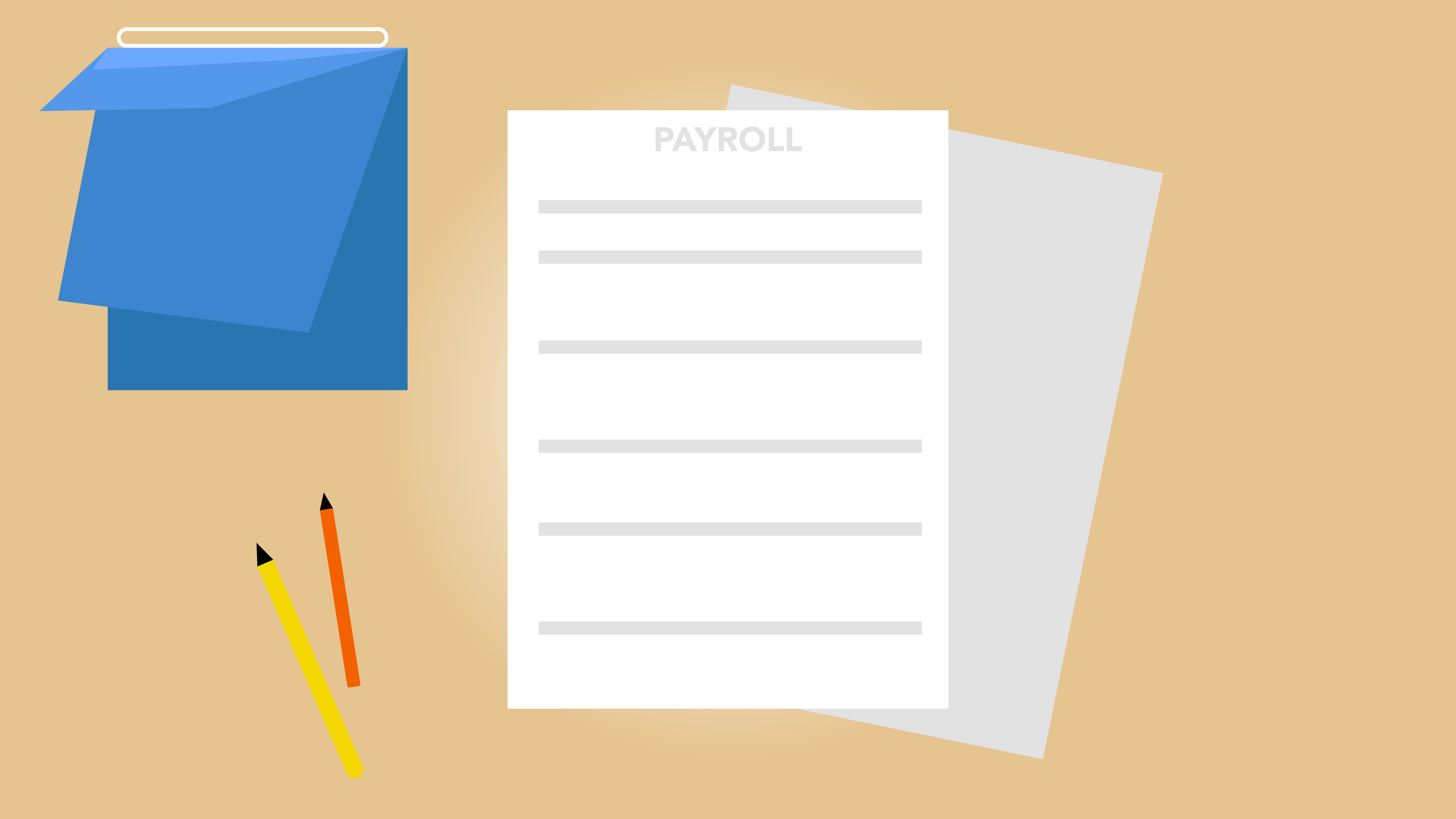 Payroll documents on a desk representing employee wages as an operating expense